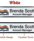 Custom Aluminum Name Plates 2x8 For Desk And Wall With Optional Logo And Text Personalization In Silver Or White Finish