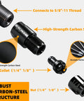 2-Pack 5/8-11 To 1/4 Inch And 1/8 Inch Die Grinder Adapter Set showing carbon steel structure and thread connection detail.