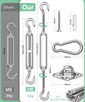 Heavy Duty Stainless Steel Shade Sail Hardware Kit 6 Inch Fittings 44 Pieces For Triangle And Rectangle Canopies All Weather Rustproof