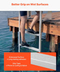 Flip-Up Dock Ladder 4-Step Heavy-Duty Aluminum Swim Ladder For Boats And Pontoons 350 Lb Capacity Non-Slip Wide Steps Pull Rope Assist Perfect For Lake Pool And Marine Boarding, embossed step grip