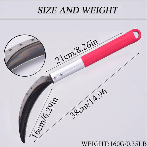Japanese Weeding Tool With Magnetic Handle, Durable SK5 Steel Blades, Compact And Portable Garden Sickle, 38cm long