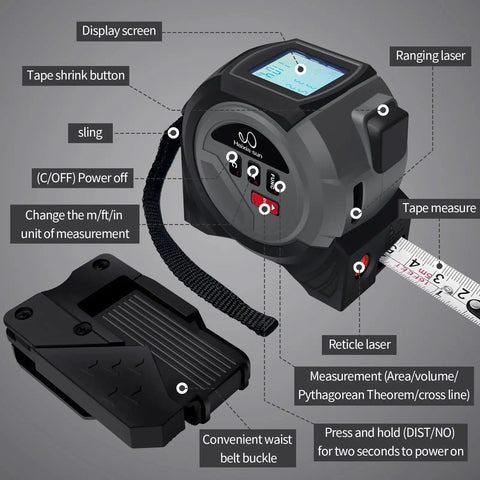 Zero Hassle Three In One Laser Tape Measure With Built In Level And Snappy Digital Display For Fast Reads Up To 131 Ft Plus A Beefy Sixteen Foot Retracting Tape Made For Stress Free Diy Projects And Weekend Renovation Grind