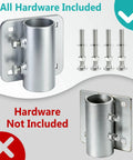 Two-Pack Heavy Duty Galvanized Dock Pipe Holders For 1-7/8 Inch Pipe With All Hardware Bolts Included Marine Grade Rustproof Brackets For Floating Dock Post Support with bolts shown