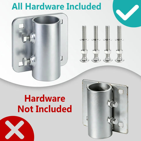 Two-Pack Heavy Duty Galvanized Dock Pipe Holders For 1-7/8 Inch Pipe With All Hardware Bolts Included Marine Grade Rustproof Brackets For Floating Dock Post Support with bolts shown