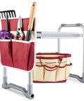 2 In 1 Garden Kneeler And Seat With Thick Soft Pad And Tool Bag Foldable Portable Gardening Stool visible from side view