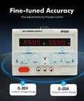 Variable DC Power Supply 0 To 30V 0 To 20A Bench Power Source With Precise Output And LED Readout Real Time Voltage And Current Monitor For Prototyping DIY Electronics Lab Testing And Hands On Projects, front view