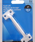 White Sash Lift Handle 4 Inch Durable Rust Resistant Steel Replacement Hardware For Windows And Cabinets in packaging