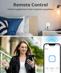 4 Pack S31 WiFi Smart Plug With Energy Monitoring And 15A Outlet Works With Alexa And Google Home IFTTT Compatible ETL Certified 2 4 GHz WiFi Only Real Time Power Current And Voltage Monitoring controlling lamp remotely via smartphone app
