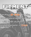 Two Pack Universal Dirt Bike Triangle Stand For 80 To 500cc Motocross Enduro Supermoto Pit Bikes Durable Iron And Aluminum Side Kickstand For Easy Park And Stable Stance with fitment text on dirt bike.