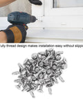 200 Pcs Self Drilling Screws Set With Countersunk Cross Head Stainless Steel Full Thread Fasteners For Wood And Metal M4.2-18 13mm Length No Pre Drill Needed Easy Install Hardware Kit being used with drill on window frame