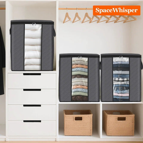 Built Tough As Nails To Kick Clutter Outta Your Closet 3 Pack Grey 100 L Foldable Storage Bins For Bedding Quilts And Clothes That Actually Save Serious Space