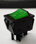 Heavy Duty 30A 250V DPST Rocker Switch 4 Pin Green Lighted On Off Toggle Two Pack For 120V/240V Applications, Perfect For Home, Automotive, And DIY Projects. green illuminated rocker switch with 4 spade terminals