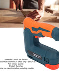 Shop Grade Cordless Brad Nailer Wireless Nail Gun With USB Charging, 2000mAh battery, compact design for carpentry projects.