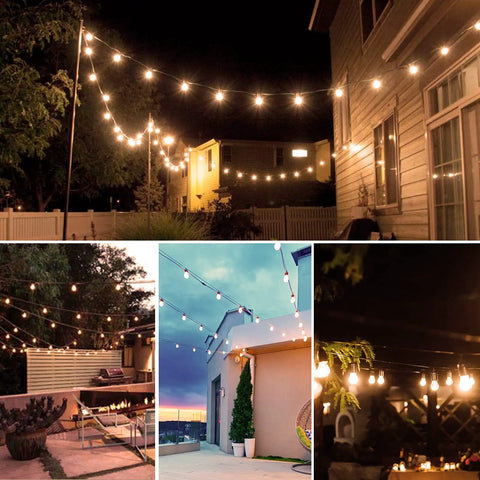 Led Outdoor String Lights Shatterproof IP65 Waterproof 27ft 10 Bulbs One String Extendable Up To 918 Ft For Patio