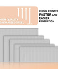 Top Shelf 5000 Count 16 Gauge Galvanized Finish Nails, assorted lengths, showcasing galvanized steel and chisel points for easy penetration.