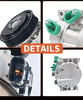 Premium Air Conditioner AC Compressor With Clutch For Hyundai Sonata And Kia Optima showing clutch, pulley, and connectors details.