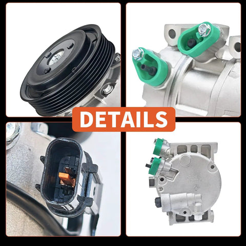 Premium Air Conditioner AC Compressor With Clutch For Hyundai Sonata And Kia Optima showing clutch, pulley, and connectors details.