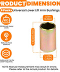 Front view: Zookpr 6-pack universal lower lift arm bushings for Cat II to I hitch systems; bore 7/8 in