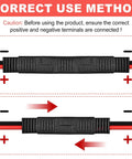 Instructions for using Beefy 2 Pack 2 Pin Quick Disconnect Polarized SAE Wire Harness, correct terminal connection shown.