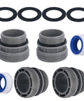 Universal Pool Hose Conversion Adapters Kit 40mm To One And A Half Inch Four Pack showing connectors, gaskets, Teflon for pools