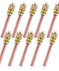 10 Piece Refrigeration Service Access Valves Kit One Quarter Inch SAE To One Quarter Inch OD Two Point Nine Five Inch Brass Copper HVAC AC System Valve Stems For Pressure Testing And Refill