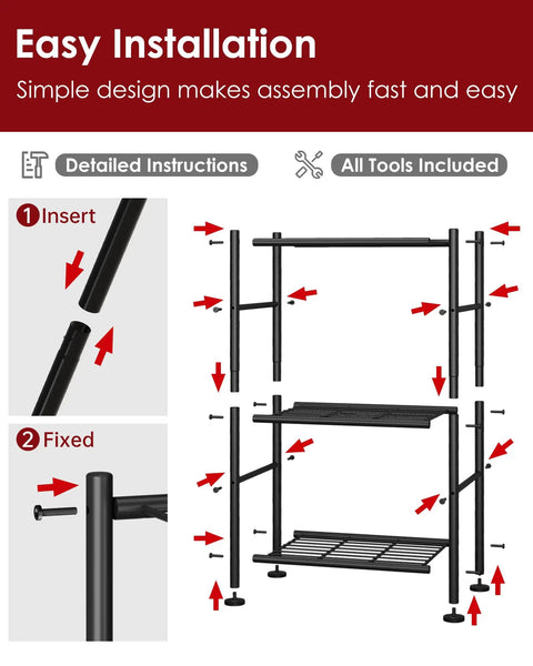 Two Pack 3 Tier Metal Wire Storage Shelves Super Slim Space Saving Rack With Adjustable Feet Pulls Off No Sweat Organizing For Tight Laundry Kitchen Or Garage Corners Compact Vertical Rack Black