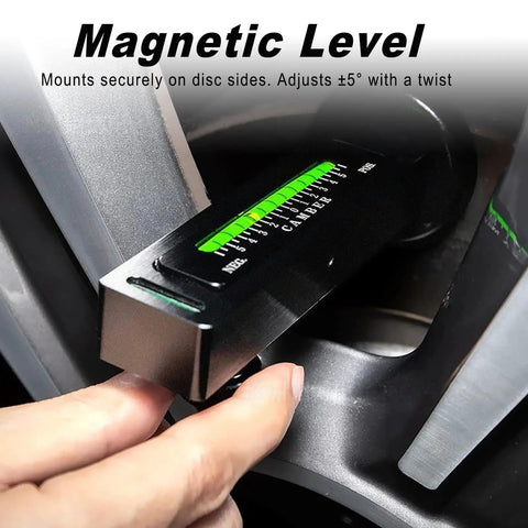 Universal Camber Alignment Tool With Magnetic Base For Car Suv Rv Precision Wheel Straightening Gauge measures angles on a wheel.