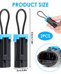 2 Pack Seat Belt Bypass Harness Plugs For Cars Trucks UTVs Lawn Mowers Golf Carts Durable Bypass Plug shown in hand and size chart