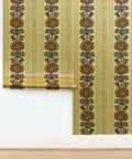 Drop Dead Gorgeous Rustic Stripes Gold Metallic Wallpaper With Hella Smooth Fibrous Texture And Top Tier Glam Finish for indoor decor.