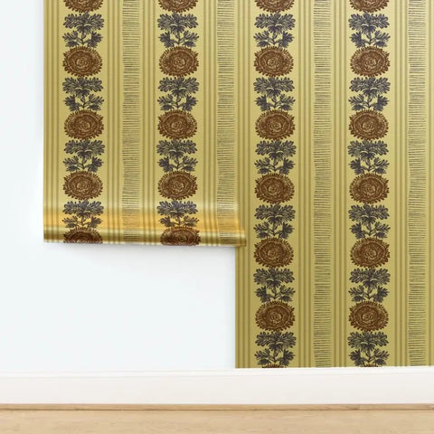 Drop Dead Gorgeous Rustic Stripes Gold Metallic Wallpaper With Hella Smooth Fibrous Texture And Top Tier Glam Finish for indoor decor.