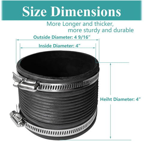 4 Inch Dust Control Flex Cuff With 4 Steel Clamps Rubber Hose Coupler For Woodworking Dust Collection Fittings Easy Install