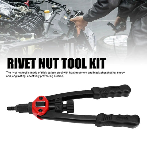 320mm Heavy Duty Rivet Nut Tool Kit With U Shaped Arm And Hard Case displayed with automotive panel application