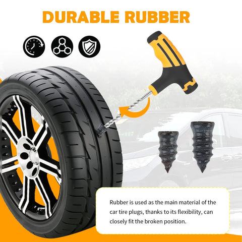 All In One 30 Piece Car Tire Plug Kit With Drill Bits And Rubber Plugs For Emergency Flat Tire Repair Tubeless Tires Display