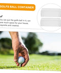 Golfer placing a ball on grass, with inset showing PE storage box; Three Piece Golf Ball Display Case With Transparent Window
