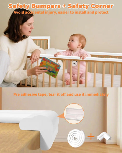 Thick As Nails L Shaped Baby Corner And Edge Guards 6.56 Feet Long Self Adhesive Pea Foam Bumper Strips For Childproofing sharp furniture edges in a nursery.