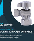 One Half Inch FIP To Three Eighth Inch OD Compression Quarter Turn Angle Stop Valve In Chrome Brass Plumbing Fitting For Ice Makers Faucets Dishwashers And Toilets With Durable Brass Construction And Leak Free Operation