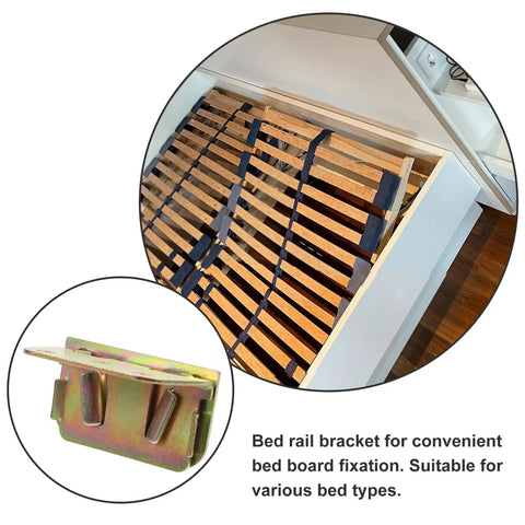Premium Iron U Shaped Bed Rail Fasteners Six Piece Heavy Duty Frame Connectors dead nuts stability bed rail bracket on wooden slats.
