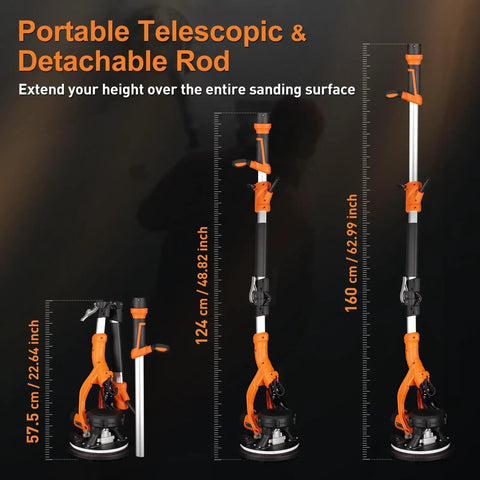 Beast 1000W Drywall Sander With Vacuum Dust Collection And LED Light Popcorn Ceiling Removal Tool 6 Variable Speeds telescopic rod