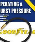6 Foot Rubber Whip Hose 3/8 Inch With Brass 1/4 NPT End Fittings Built Tough 250 PSI Max Weather Oil Solvent Resistant