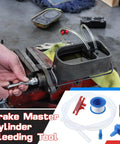 All in One Master Cylinder Brake Bleeder Kit with 22 Inch Hoses, Red and Blue Fittings, Tees, Clips, SAE and Metric Adapters