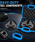 Shop Grade Wheel Bearing Hub Removal Tool And Puller For 5 6 8 Lug Setups with heavy duty steel components in carry case.
