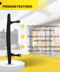 9-7/8 Inch Tall Black Pull Handle Replacement With Screws For Sliding Patio And Glass Doors Fits 6-5/8 Inch Hole Spacing Diecast Durable Construction And Easy Installation For Fixing And Repairing Door Hardware