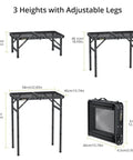 Folding Grill Table For Camping And BBQ, Aluminum Outdoor Table With Adjustable Height Up To 27.5 Inches, Lightweight And Portable