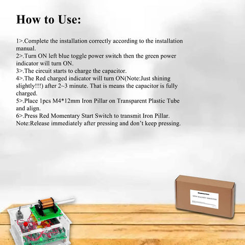 Instruction guide for Electronics Soldering Practice Kit With Mini Magnet Shooter Educational DIY Electronics Project Coiled Electromagnet Transmitter Build For Beginners Hands On Fun Desktop Toy And Shooting Game Experience.