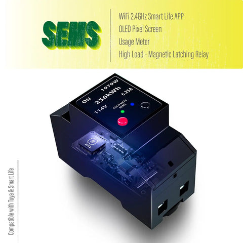 OLED screen display on WiFi Energy Monitor Watt Meter With Breaker Switch And Phone App Remote Control.