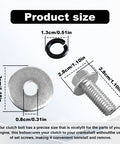 Product size of Badass 3/4 Inch Go Kart Clutch Bolt Kit With Lock Washers For Predator Engines, includes bolt and washer dimensions.