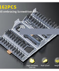 Ultimate 180 In 1 Ratchet Wrench Set With Precision Phillips And Torx Bits For Mobile Phone And Computer Repair, Plus Magnetic Screwdriver Kit That Makes Any DIY Job A Total Breeze For Tech Wizards. 162-piece CRV+S2 bit set in case