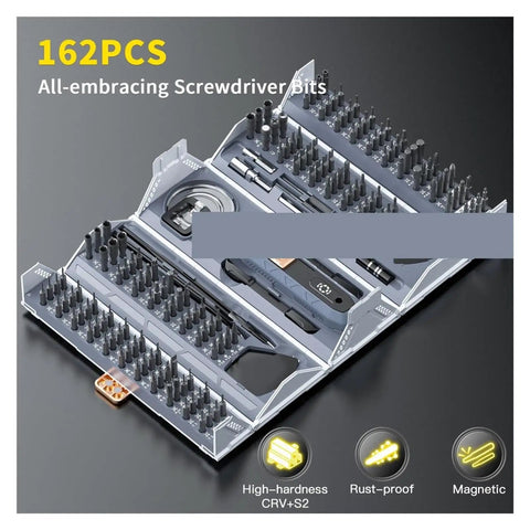 Ultimate 180 In 1 Ratchet Wrench Set With Precision Phillips And Torx Bits For Mobile Phone And Computer Repair, Plus Magnetic Screwdriver Kit That Makes Any DIY Job A Total Breeze For Tech Wizards. 162-piece CRV+S2 bit set in case