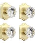 Gold Finish Single Sided Push Pull Door Handle Set 4 Pack Non Locking Heavy Duty Zinc Alloy Easy Install For Cabinets Closets And Interior Doors With Sleek Crystal Look, 4-piece set