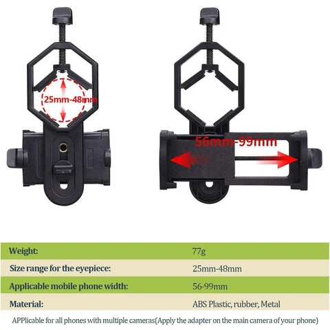 Universal Smartphone Adapter Mount For Binoculars Telescopes Monoculars Spotting Scopes And Microscopes Clamp On Phone